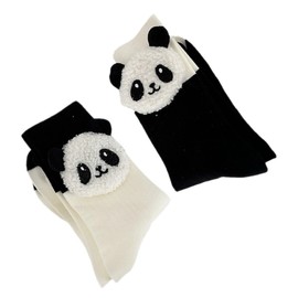 PACKOVE 2pairs Panda Socks for Women Cute Middle Calf Novelty Socks Soft and Warm for Comfort and Casual Wear