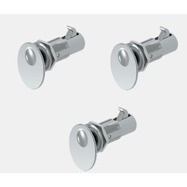 Haasweller 3 x Fast & Easy Camper Furniture Lock Push Lock Metal Chrome for 1-23 mm Wall Thickness