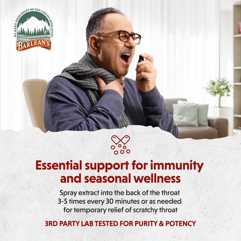 Barlean's Olive Leaf Complex Throat Spray, Immune Support Supplement with
