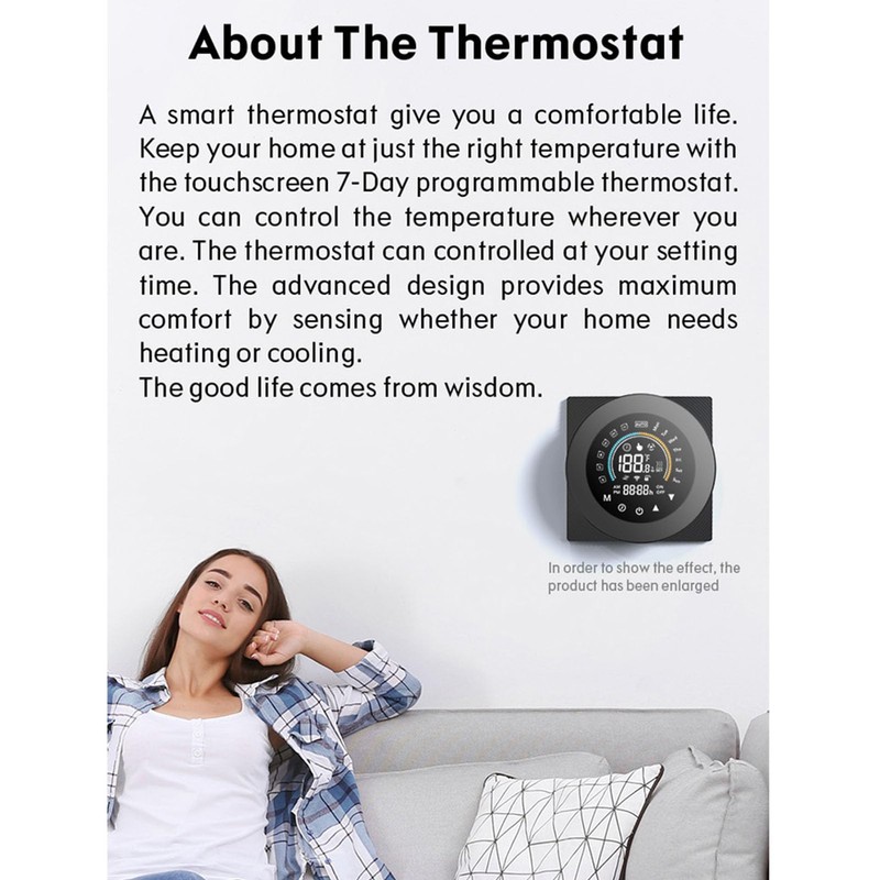Smart Thermostat, APP＆Voice Control, Multi-Schedule Programmable Wi-Fi Thermostat, Touch Screen