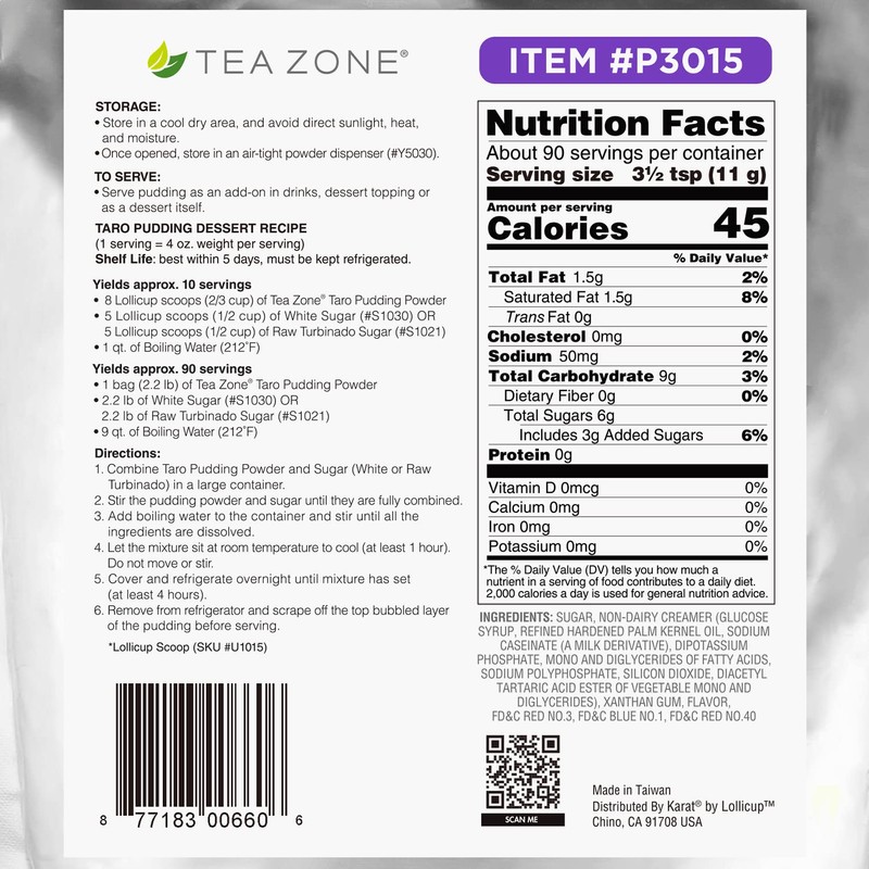Tea Zone 2.2 lb Taro Pudding Mix Powder