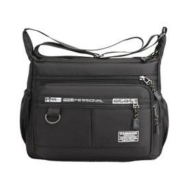 LASTOS Men's Shoulder Bag, Cross-body Design, Lightweight, Shoulder Bag, Large Capacity, Black