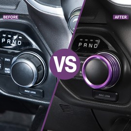 JWWY Gear Shift Switch Knob Cover Trim for Dodge 2018-2023+ RAM 1500 Special Editions, Purple Hollow Aluminum Alloy