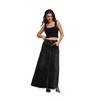 CHARTOU Women Vintage Denim Maxi Skirt Frayed Raw Hem High