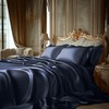 Degrees of Comfort Midnight Blue Satin Sheets Set Full Size,