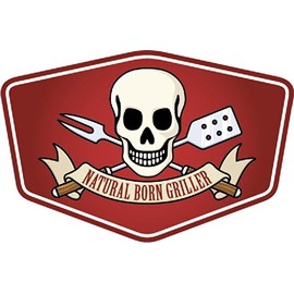 Natural Born Griller Funny Skull Badge Emblem Car Bumper Sticker Decal 5" x 3"