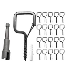 MIHUYAN 20PCS Square Q-Hanger Hooks with Windproof Screw, Wall/Ceiling Hooks for Outdoor String Lights, Hanging Christmas Decorations, Plants, Bird Feeders and Lanterns, with 1 Wing Nut Driver, Black