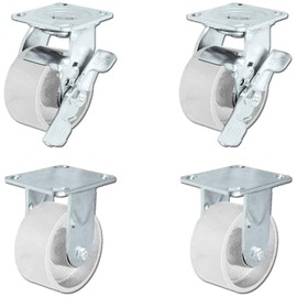 CasterHQ - 4" x 2" Steel Wheel Casters | Set of 4 Casters 2 Swivel with Top Locking Brakes and 2 Fixed Casters | 700 lbs Per Caster - 2,800 lbs Capacity Per Set of 4 | (4 Pack) Great for Tool Boxes