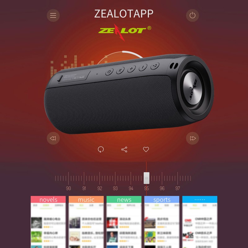 ZEALOT S51 Red Portable Bluetooth Speaker Outdoor 10W TWS Connection