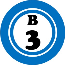 Kiwi Gifts B 3 B3 Bingo Ball - 3 Inch Circle Sticker 3" x 3" - Hobby Number Board Lucky