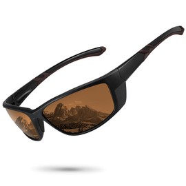 Ofwin Sports Polarized Sunglasses for Men Women UV Protective Driving Running Cycling Fishing Sun Glasses, Matte Black Frame/Brown Lens, standard