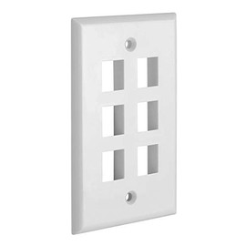 Cmple - 6 Port Keystone Wall Plate Single-Gang Wall Plate with Standard Size Keystone Jack Insert - White