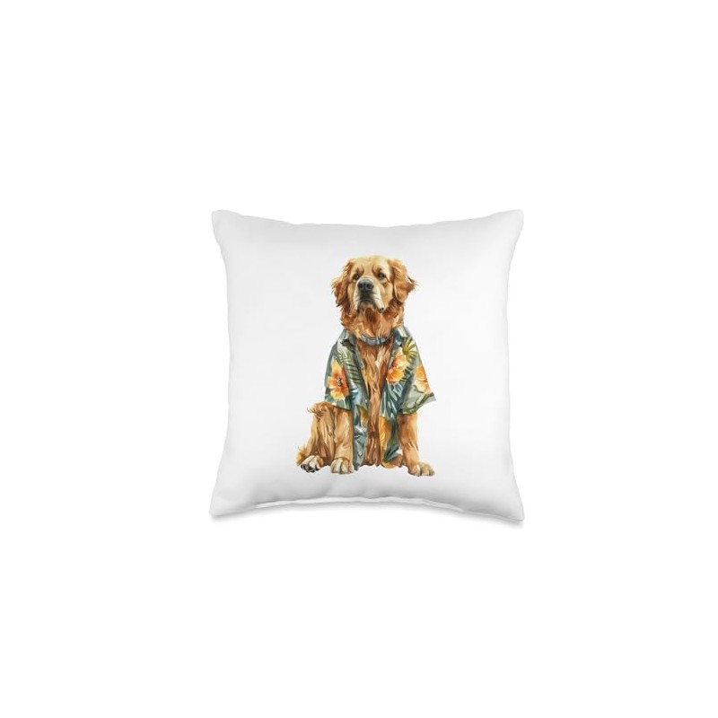 Summer Dog Golden Retriever Throw Pillow
