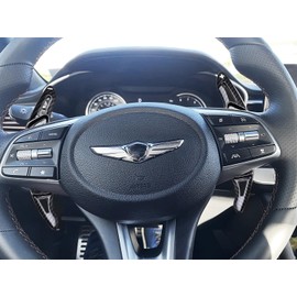 iJDMTOY Twill-Weave Carbon Fiber Pattern/Style Larger Paddle Shifter Extensions Compatible with Hyundai 2018-2022 Genesis G70, 2020-2023 Sonata, 2021-2023 Elantra, 2022-23 Tucson