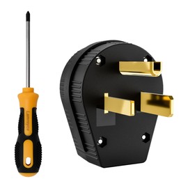 NEMA 6-50P Angle Plug, 3-Prong Grounding Heavy Duty Universal Power Male Plug,50 Amp,250Volt, 3Pole 3-Wire Grounding Straight Blade for Dryers and Ranges, ETL Listed -with 1 Screwdriver