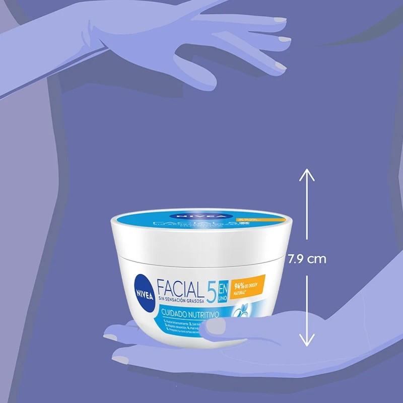 Crema Facial Hidratante Nivea 5en1 Sensación Ligera 375 Seca