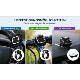 D62CS Bluetooth 5.0 Remote Control for Car - Steering Wheel Media Button with Holder, Music Control and Calling, Compatible with iOS and Android