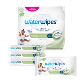 WaterWipes Textured Clean, Toddler & Baby Wipes, 99.9% Water, 3-In-1 Cleans, Cares, Protects, Unscented & Hypoallergenic, 240 Count (4 Packs), Packaging May Vary