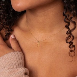 TGOLM Small Gold Cross Necklace for Women Inspirational Quote Psalm 37:5 Verse Jewelry Encouragement Christian Gift