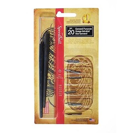 Speedball No. 20 General Purpose Pen Set, 2 Pen Holders, 6 Pen Nib Tips, For Ink Drawing, Cross-Hatching, Fine Line Details, Writing Pens, Accessories Supplies, Black