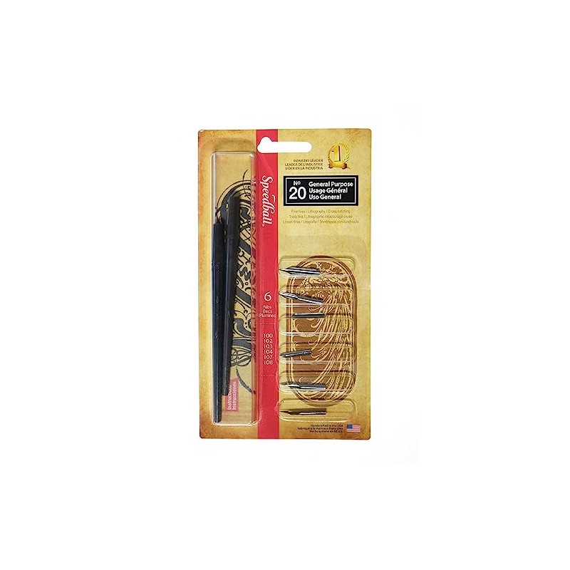 Speedball No. 20 General Purpose Pen Set, 2 Pen Holders,