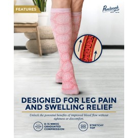 Pembrook Light Compression Socks for Women - 6 Pairs | Floral & Striped | 8-15 mmHg | Cotton