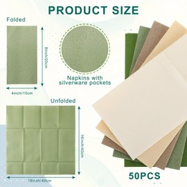 Janlaugh 50 Pack Pocket Linen Napkins Disposable Paper Sage Green Colorful Napkins Prefolded Guest Hand Towel Flatware Dinner Supplies for Reception Baby Shower Wedding Christmas Decoration