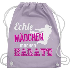 Shirtracer - Gym Bag Backpack - Martial Arts - Real Girls Make Karate, 3 Pastel Purple