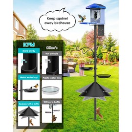 Bird Feeder Pole Squirrel Proof, 92 Inch Heavy Duty Bird Feeder Pole for Outdoor Metal Pole Birds Feeding Station for Wild Birds Watching Attracting (BirdsHouse Not Included)