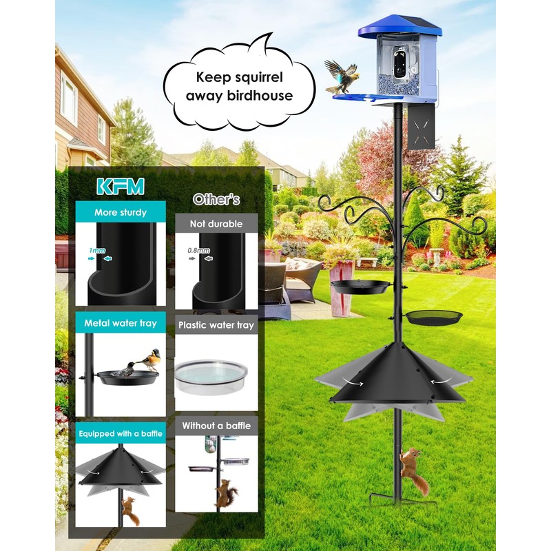 Bird Feeder Pole Squirrel Proof, 92 Inch Heavy Duty Bird
