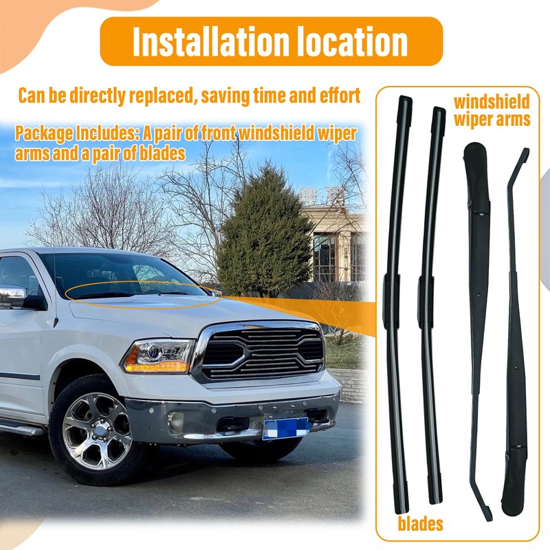 ZXFRC Front Windshield Wiper Arm & Blade Kit Compatible With