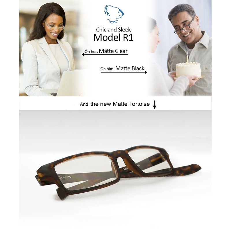 Koala Matte Black +3.00 Neck-Hanging Readers-Rectangle