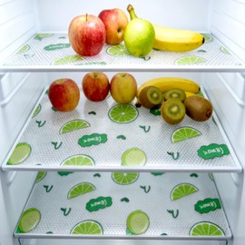 4pcs Waterproof Refrigerator Liner Set - Washable EVA Fridge Mats with Lemon Pattern