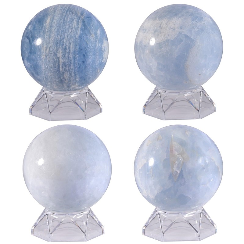 mookaitedecor Natural Celestite Crystal Ball with Acrylic Stand 61-70mm Fortune