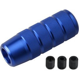 XINLIYA 95mm/3.74" Car Shifter Knob, Aluminum Weighted Automotive Gear Shift Manual knobs Lever with 3 Threaded Adapters M8 M10 M12 x 1.25, Universal for Manual Transmission Vehicle (Blue)