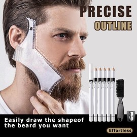 Noerrors White Barber Pencil for Lineup Hairline Beard Guide Shaping Pencils Magic Barber Chalk for Design Hairline Razor Trace Barber Pencils Set with Sharpener Ruler Brush for Men