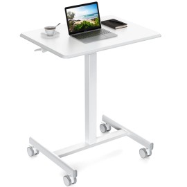 FCJ Adjustable Rolling Laptop Computer Cart for Home Office or Classroom Practical Overbed TableAttribute: White