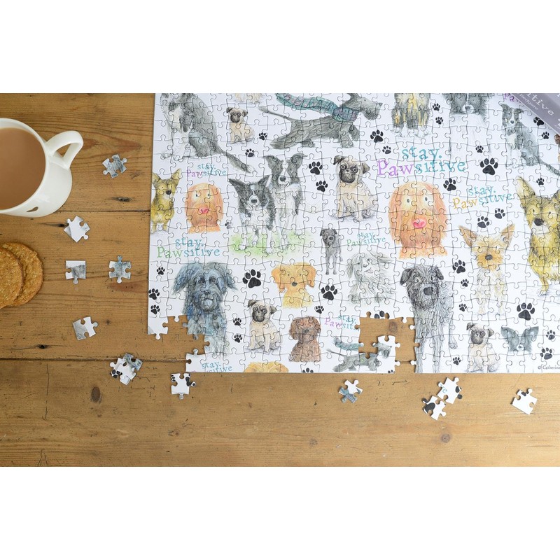 Stay Pawsitive 500-Piece Jigsaw Puzzle – Adorable Dog-Themed Puzzle Featuring