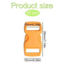 Pack of 50 plastic buckles, 10 mm, click closure and buckle for paracord accessories, backpack straps and rope, paracord clasp for bracelets, paracord bracelet clasp, colour mix replacement buckle