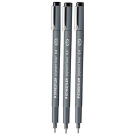 Staedtler 0.4 mm Pigment Liner Fineliner Sketching Drawing Drafting Pens Pack of 3