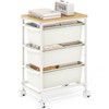 KINGBOARD Slim Rolling Cart with 3 Drawers, Metal Utility Storage