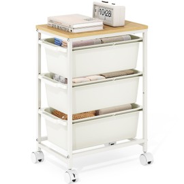 KINGBOARD Slim Rolling Cart with 3 Drawers, Metal Utility Storage Cart