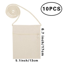 JVHLOV Pack of 10 fabric bags for painting, fabric bag, tote bag, jute bag, natural pharmacist bag, for medication for painting, beige
