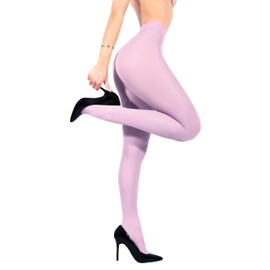 sofsy Ultra Soft Italian-Made Women's Microfiber Tights | Solid Color High Waist Pantyhose Invisibly Reinforced Toes | Daphne Pink - Medium