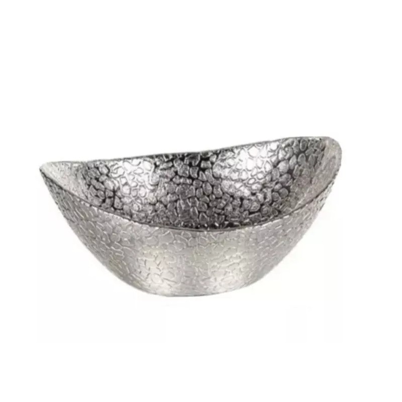 BADASH Snake Skin Silver Oval 6 inch Handmade Glass Bowl