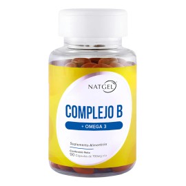 Complejo B con Omega 3 | 90 Cápsulas Softgels de 700 mg | Multivitaminico para Salud Integral | Natgel