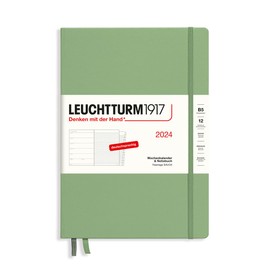 LEUCHTTURM1917 367759 Weekly Calendar & Notebook Composition (B5) 2024, with Extra Book for Addresses and Anniversaries, Sage, German, 12 Months