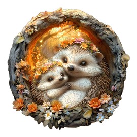 Wooden Puzzles for Adults - Challenging Parent-Child Hedgehog Adult Puzzle, Unique Animal Shaped Wooden Jigsaw Puzzles for Adults, Creative Gifts Family Games 11.4 * 11.4in 200pcs