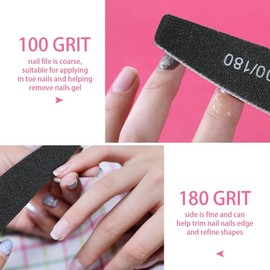 URAQT Professional Nail File, 16 Piece Double Sided Nail File - 100/180 Grit Washable File for Nails, Salon, Pets (Black)