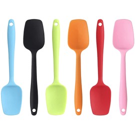 Espátulas de silicona – espátula de goma pequeña de 8.25 pulgadas, resistente al calor, sin costuras, diseño de una pieza, cuchara antiadherente, rascadores flexibles, herramienta de mezcla para hornear (6 piezas)
